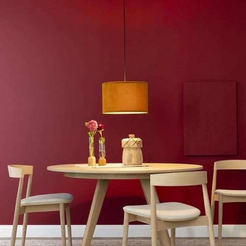 Lampe Suspendue Ø 35 Cm - Lampe Rétro En Tissu Velours Côtelé En Orange/Jaune/Curcuma - Lampe Suspendue Des Années 70 Avec Douille E27 - Lampe De Plafond Décorative