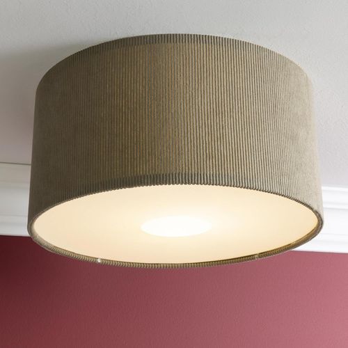 plafonnier - Ø 45 cm - Lampe rétro en tissu velours côtelé vintage gris - Plafonnier des années 70 avec douille E27 - Suspension décorative pour le salon ou le couloir (suspendue au plafond)
