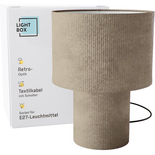 Led Lampe De Table - Lampe Rétro En Tissu Velours Côtelé Vintage Gris - Lampe De Table Des Années 70 Avec Douille Led E27 - Petite Lampe Déco Pour Le Salon Ou Le Bureau (Filaire)
