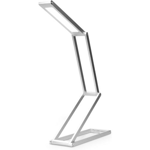 Lampe De Bureau Led - Luminaire Pliable En Aluminium Sans Fil Avec Micro-Usb Et Crochet Amovible - Lumière Table De Nuit Salon - Argenté