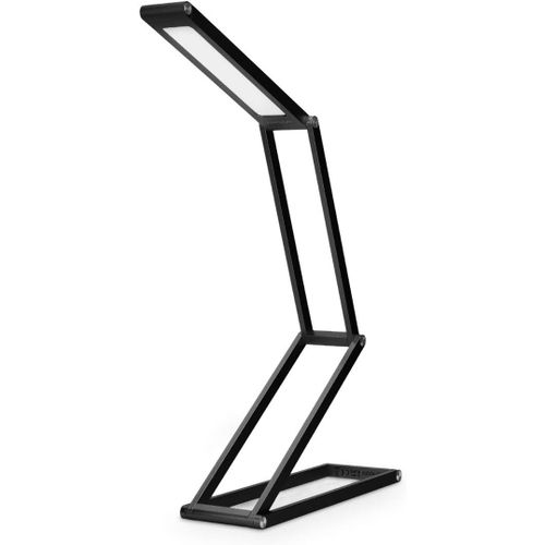 Lampe De Bureau Led - Luminaire Pliable En Aluminium Sans Fil Avec Micro-Usb Et Crochet Amovible - Lumière Table De Nuit Salon - Noir