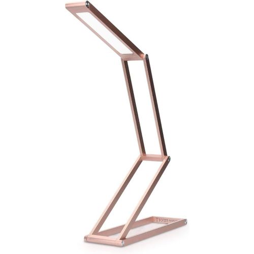 Lampe de bureau LED - Luminaire pliable en aluminium sans fil avec micro-USB et crochet amovible - Lumière table de nuit salon - Rose doré