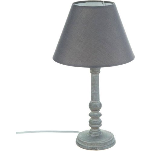 Lampe De Chevet Grise - Bois H36 Cm