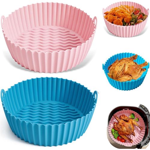 20cm Pot En Silicone Pour Friteuse À Air,Accessoire Air Fryer,Panier Friteuse En Silicone,Air Fryer Silicone Pot Panier, Panier En Silicone,Pour Airfryer,Micro-Ondes,Le Moule À Gâteau