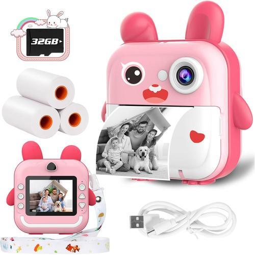 Appareil Photo instantané Enfant, Photo Creator pour Enfants avec Carte TF de 32G, vidéo 1080p et Objectif HD 12mp, écran 2,4 Pouces, Anniversaire et Cadeaux de Noël pour garçons et Filles.