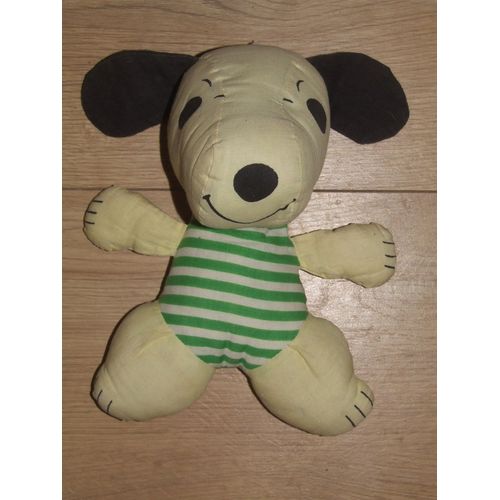 Snoopy Chien Jaune Raye Vert Ancien Vintage 24 Cm