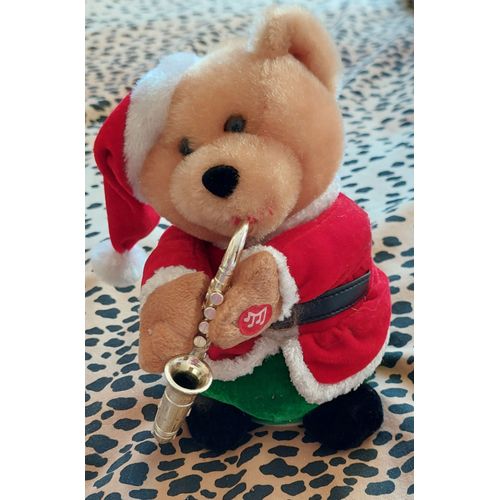 Nounours Ours Peluche Père Noël Musical Trompette
