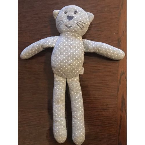 Doudou Chat Bout'chou Monoprix Gris Etoile Verte Jaune 30 Cm