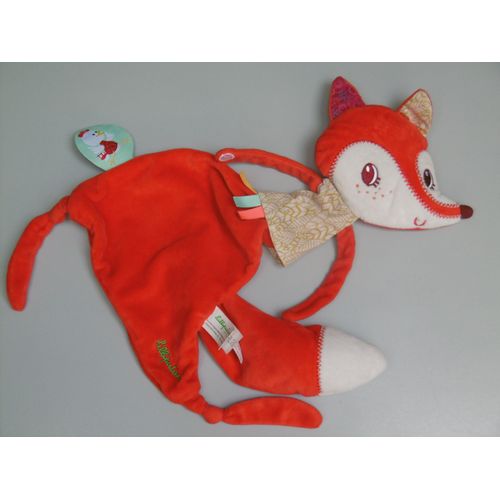 Doudou Renard Plat Orange Blanc Lilliputiens