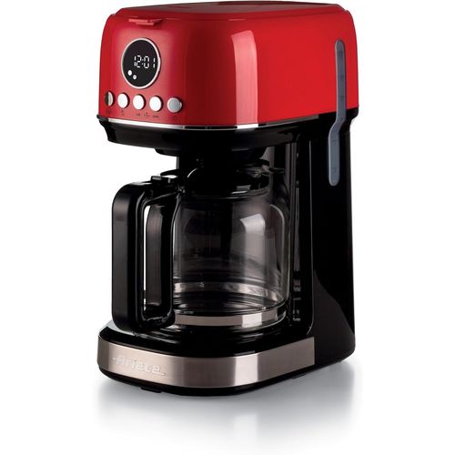 Cafetière à filtre moderne, Café américain, Capacité jusqu'à 15 tasses, Base chauffante, Écran LCD, Filtres amovibles et lavables, Rouge