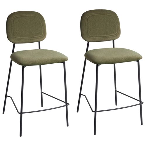 Lot De 2 Chaises De Bar Duette Velours Vert Olive