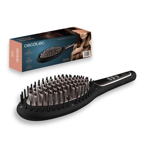 Cecotec Brosse Lissante Bamba Instantcare 900 Perfectbrush. Température Reglable 140-220ºc, Revêtement En Kératine Et Huile D'arganier, Générateur De Ions Réels