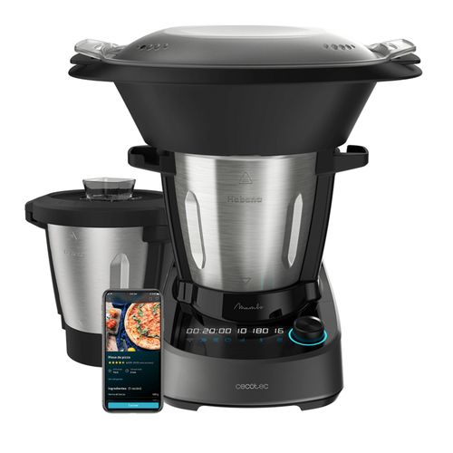 Cecotec Robot de cuisine multifonction Mambo 11090 Havane. 1600 W, 37 fonctions, APP, Balance, Pichet anti-adhésif Havane et Pichet de 3,3 litres en acier inoxydable, Recette et accessoires
