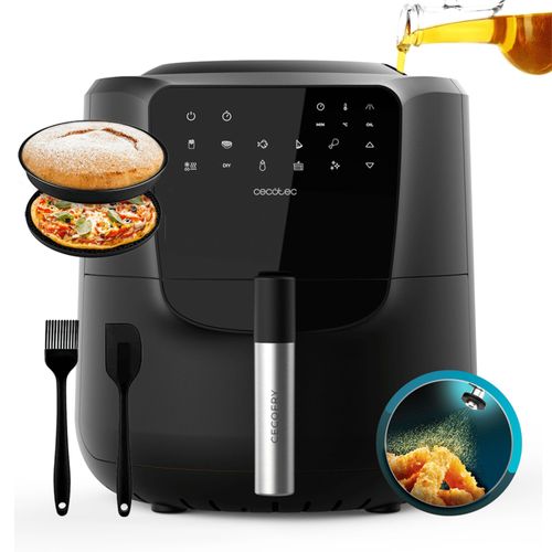 Cecotec Friteuse à air de 5,5 litres de capacité avec pulvérisateur d'huile intégré, pulvérisation automatique et manuelle. Accessoires inclus.