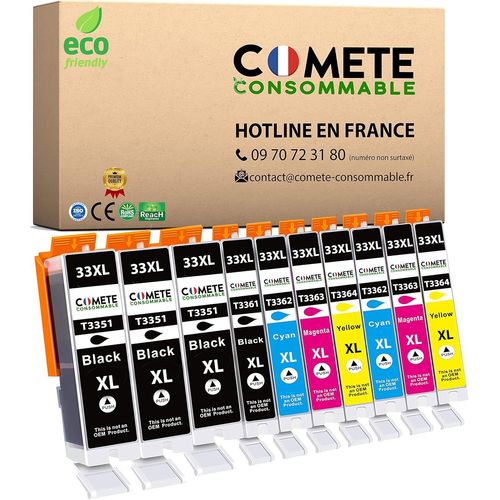 10 Cartouches Compatibles avec EPSON 33 XL Orange - pour Epson Expression Premium XP530 XP540 XP630 XP635 XP640 XP645 XP7100 XP830 XP900