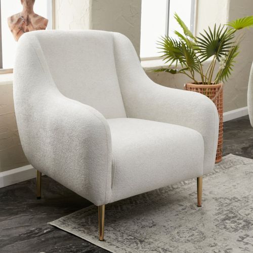 Negan - Fauteuil Blanc - Pieds Dorés