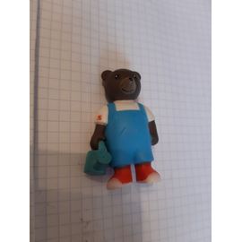 Figurine Petit Ours Brun Avec Son Arrosoir, Salopette Bleue