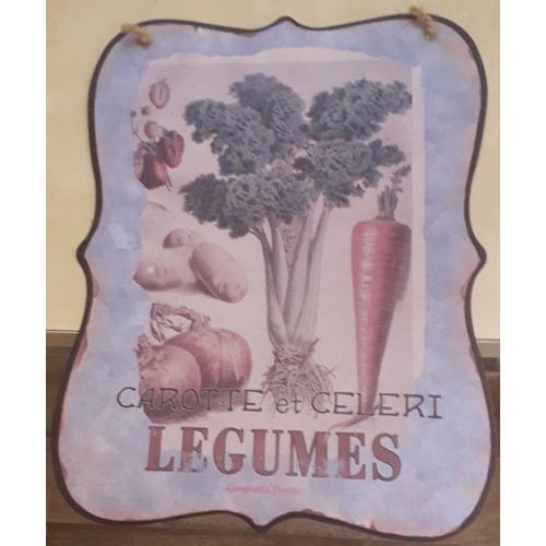 Plaque décorative en métal sur le thème du Potager / Carotte et Céleri (36 x 27 cm)