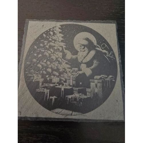 Dessous De Verre En Ardoise Gravé Thème De Noël
