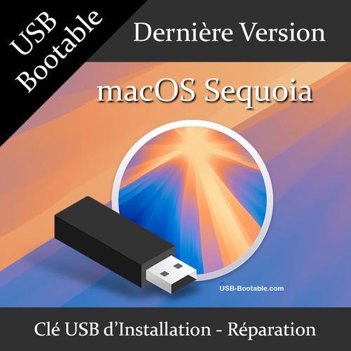 Clé USB Bootable macOS Sequoia + Guide PDF d'utilisation - Installation/Réparation/Mise à niveau - Compatible MacBook/Mac/iMac/Pro/Air/mini - Dernière version officielle - USB 2.0 / 3.0