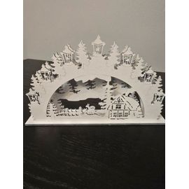 scène de noël en bois vernis ou peinte en blanc