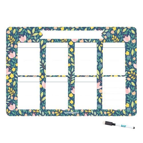 Planning Semaine - Calendrier Magnétique Effaçable + stylo (Fleurs)