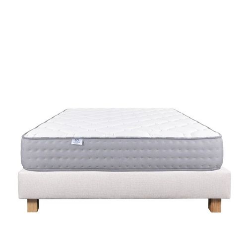 Ensemble Sommier Beige (20cm) Matelas Zen (20 Cm), Mousses Haute Densité, Ferme, Face Été/Hiver - Beige, 160x200cm