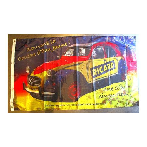 Drapeau 2ch Ricard 150x90 Cm Sauvons La Couche D'eau Jaune
