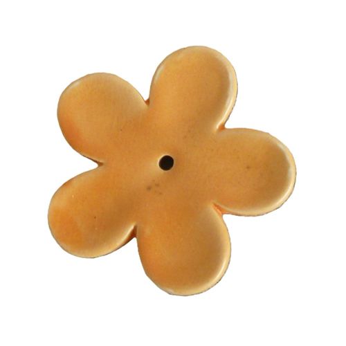 Porte encens. Support encens fleur jaune. Céramique. 7 x 1 cm