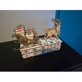 traineau pere noel calendrier de l avent en bois