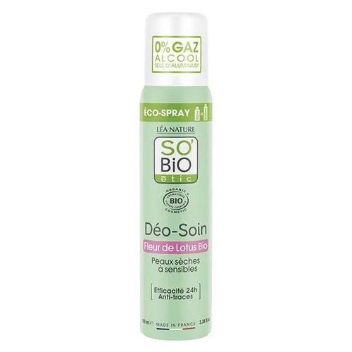 Déodorant Fleur De Lotus Bio - So'bio Étic - 100ml - Sans Gaz Ni Alcool - Hydratant 