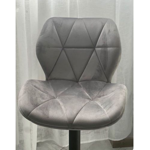 Lot Deux 2 Tabourets De Bar En Velours Gris Confortable. État Neuf 