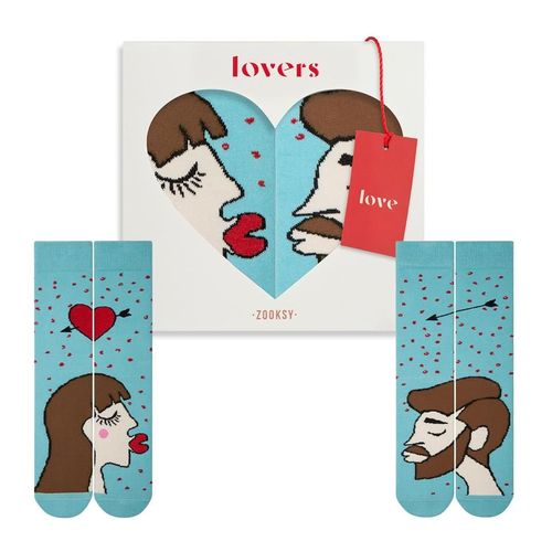 Zooksy Pack 2 Paires Chaussettes Amoureux Couples Femme Brune 36-40 Homme Brun 36-40