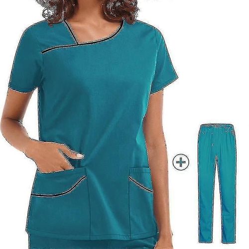 Femmes Hôpital Vêtements De Travail Uniformes Docteur Infirmière Blouse Manches Courtes Tops Pantalons Costume