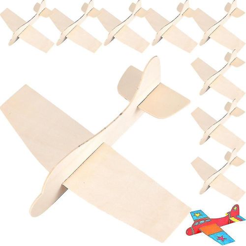 10pcs Modèle D¿Avion En Bois Assembler Des Avions En Bois Bricolage Blanc Peinture Avion Enfants Jouet Cadeau