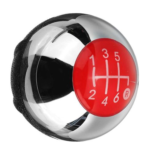 Pommeau De Levier De Vitesse 6 Vitesses Levier De Vitesses Manuel Pour Fiat 500 2012-2018 Chrome+Rouge 55344048