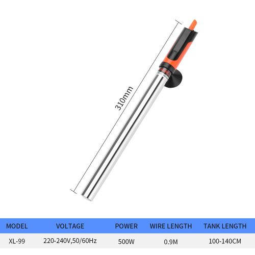 Chauffage D'aquarium En Acier Inoxydable Réglable De 17 À 35 Degrés Celsius,Contrôle De La Température,Chauffe L'eau Précieuse Pour Poisson,50w   500w - Type 220v-500w-Eu Plug Adapter