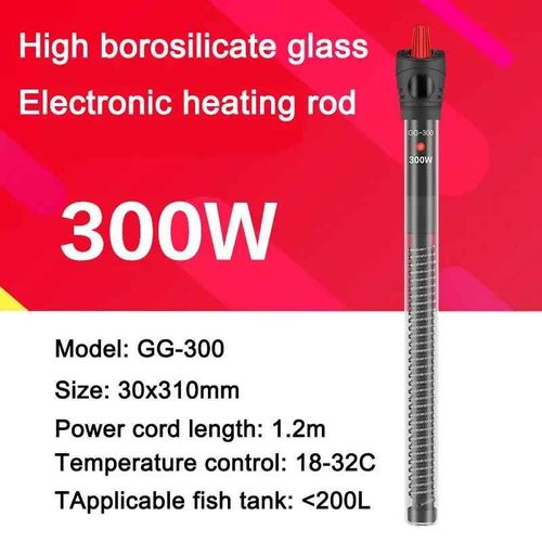 Tige Chauffante Pour Aquarium,Perroquet Rouge,Verre Non Explosif,Affichage Numérique,Radiateur De Tortue,Thermostat Automatique,Gazthermostat,25w-300w - Type Gg 300