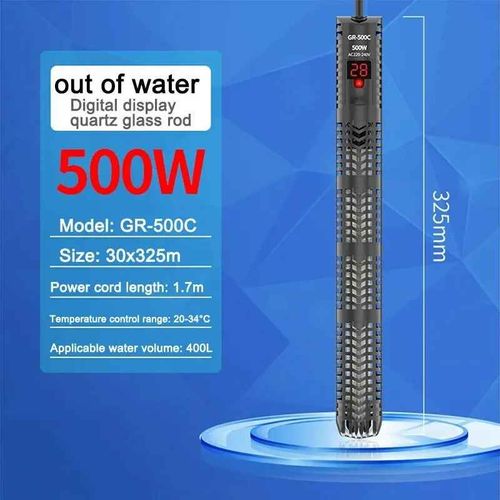 Tige Chauffante Pour Aquarium,Perroquet Rouge,Verre Non Explosif,Affichage Numérique,Radiateur De Tortue,Thermostat Automatique,Gazthermostat,25w-300w - Type Gr 500c