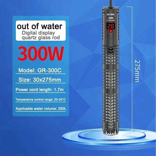Tige Chauffante Pour Aquarium,Perroquet Rouge,Verre Non Explosif,Affichage Numérique,Radiateur De Tortue,Thermostat Automatique,Gazthermostat,25w-300w - Type Gr 300c