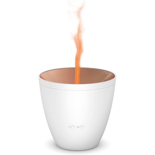 Z-001 Diffuseur d'Arômes Zoe Diffuse des Huiles Essentielles avec un Effet de Flamme Unique, pour une Aromathérapie Relaxante, Blanc