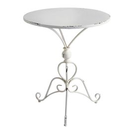 Table De Jardin Ronde En Métal Blanc - 60 X 60 X 72 Cm