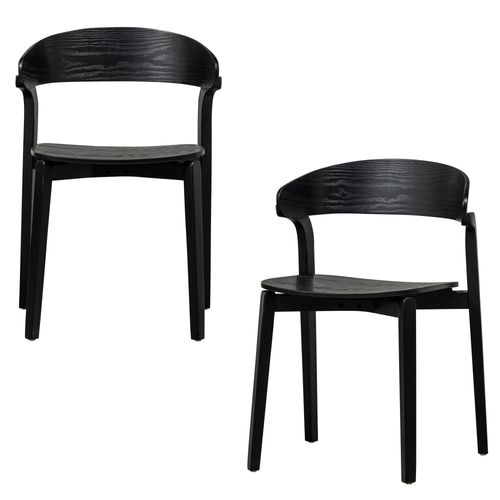 Lot De 2 Chaises De Table En Bois Noir