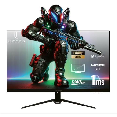 LUSORIS Écran Gaming 27 Fast IPS, Quad HD 2560x1440, 240Hz, 1ms, HDR, Adaptive Sync, HDMI 2.1, DisplayPort 1.4, Haut-Parleurs Intégrés, Montage VESA