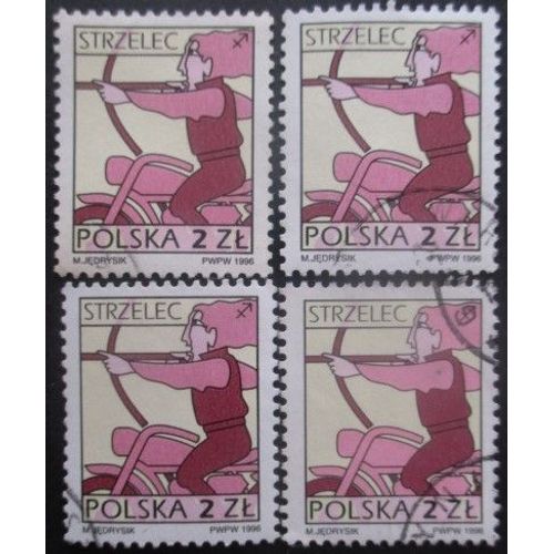 Pologne N°3376a X 4 Phosphorescent Oblitéré