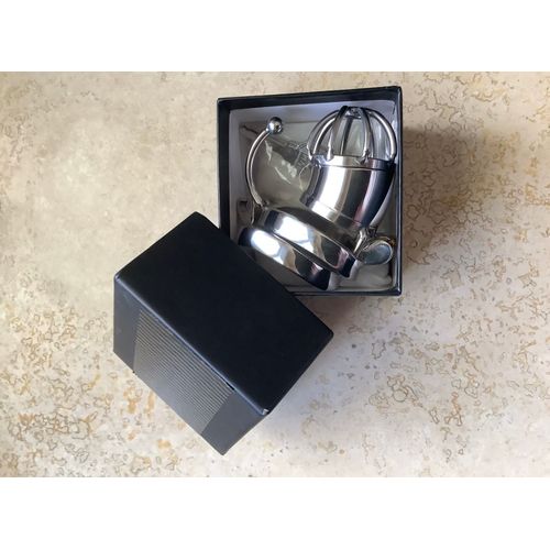 Cage De Chasteté En Métal/Acier Inoxydable 304 (Lot De 5 Pièces) : 1 Anneau Pointu + 1 Anneau Simple + Serrure + 2 Clefs, +++ Dans Son Bel Écrin Cadeau/De Rangement - 33x70x40mm