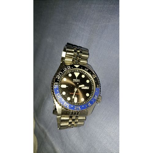 Seiko Mod Batman - Montre Seiko Automatique Bracelet Jubilée.