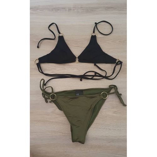 Maillot De Bain Bikini Noir Et Kaki H&m S