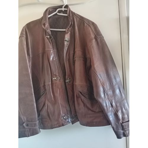 Blouson Cuir Homme Taille Xl Marron Foncé