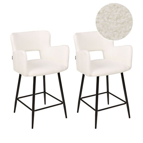 Tabouret De Bar Set De 2 Bouclé Crème Sanilac